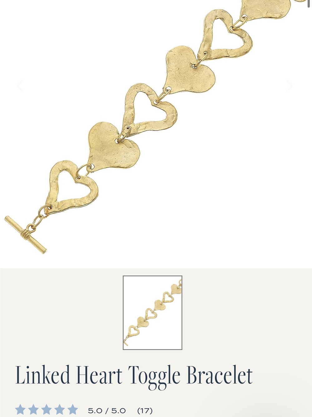 Susan Shaw Hammered Linked Heart Bracelet in Gold